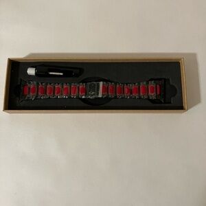 smart watch band replacement 44mm Red And Black Stainless‎ Steel